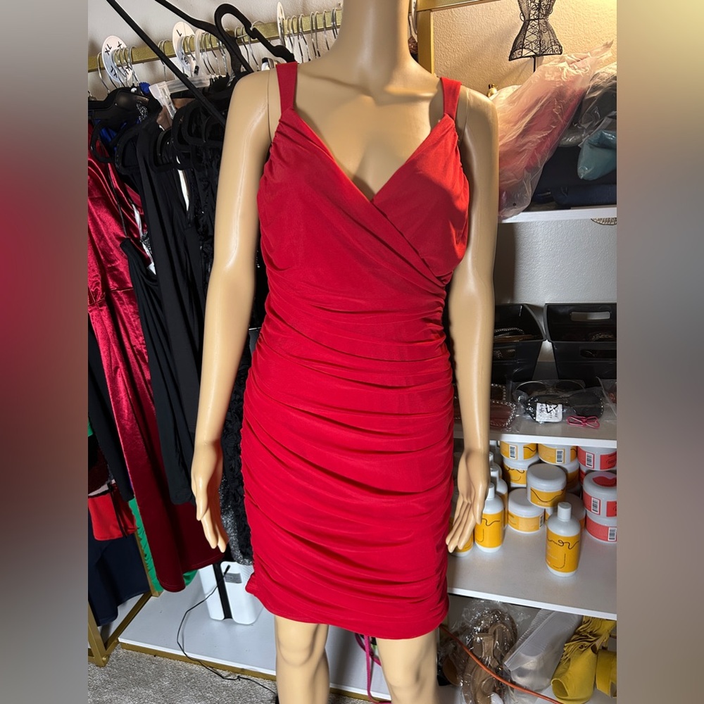 Red mini dress